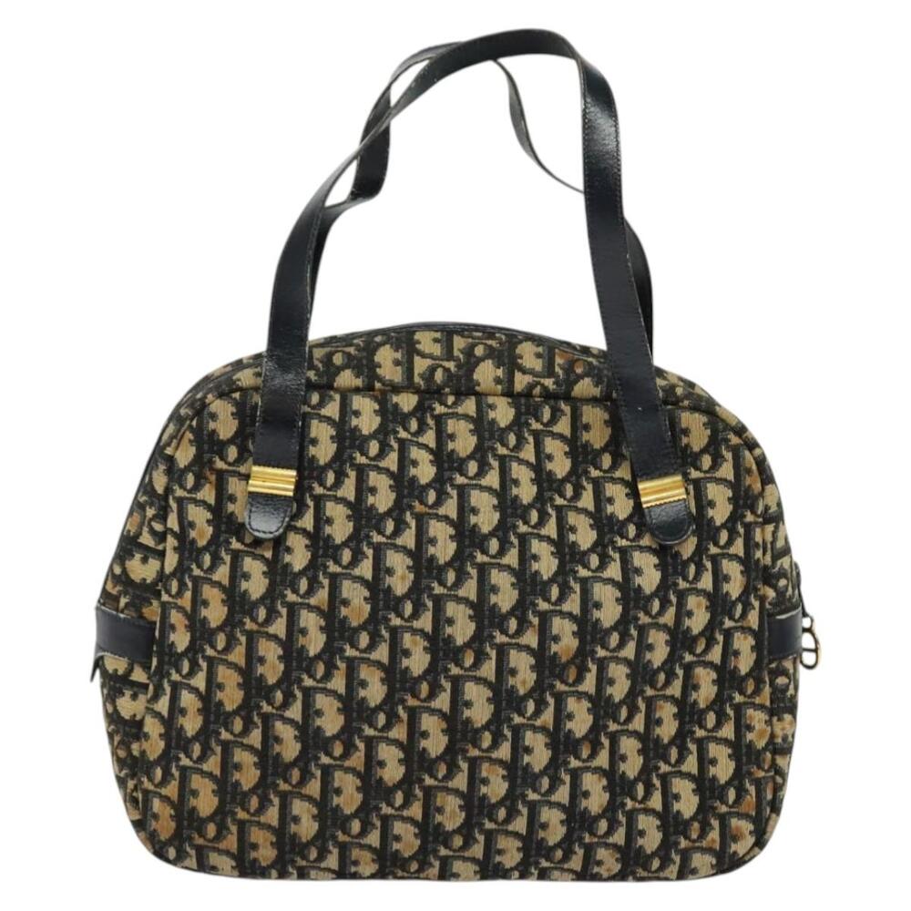 DIOR Trotter Canvas Hand Bag Navy Gold - Picture 3 of 12